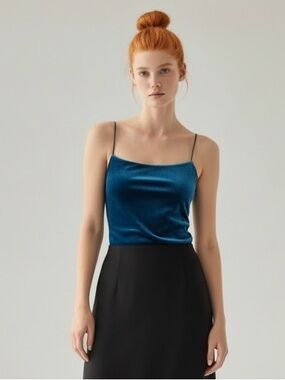 Urban Outfitters Velvet Round Neck Camisole Tank Top - Teal. Whimsigoth style